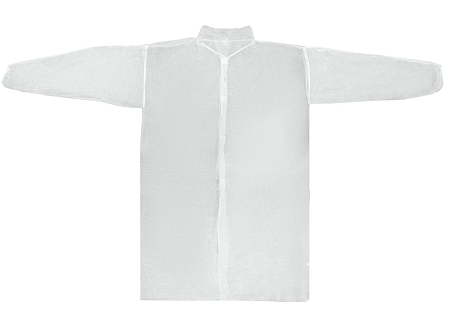 Халат белый на липучках Стандарт (рукава на резинках) дл.110см, размер 60-62 (10)