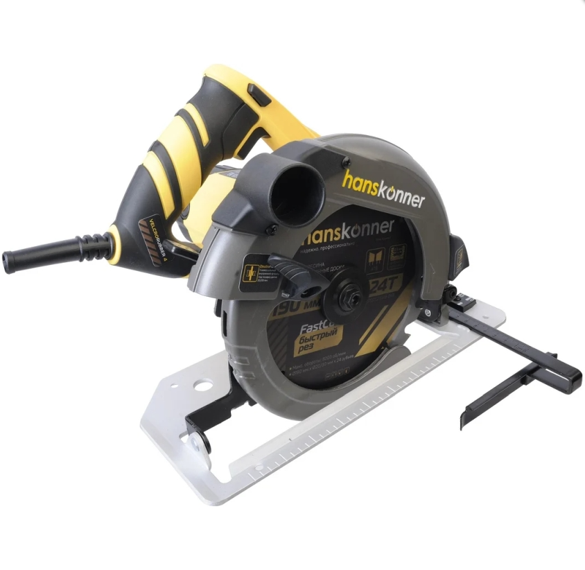 Пила дисковая циркулярная Hanskonner PLATINUM, 1800Вт, ТПД 190х20мм, пропил 65мм, конст эл-ка, LED