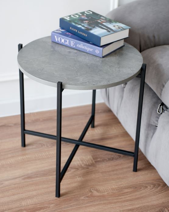 Стол сервировочный СКЛАДНОЙ D 500 мм каркас черный/ЛДСП Каспий ТЕМНЫЙ