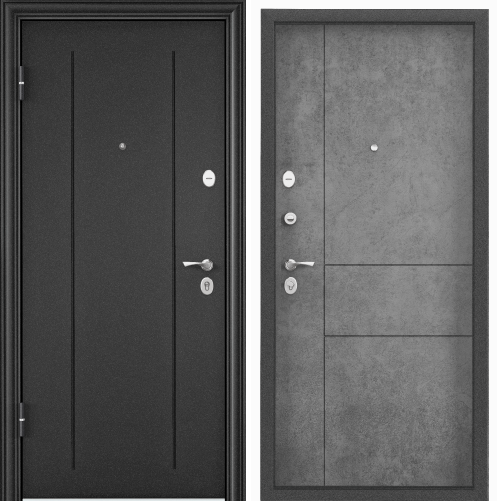Дверь метал DELTA PRO Тем-сер букле графит RGSO/Бетон т-серый, D6-33, 950 L
