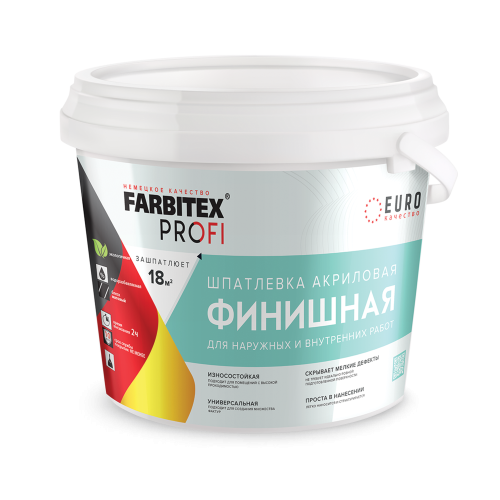 Шпатлевка акриловая финишная для наружных и внутренних работ (13 кг) Farbitex Профи (1)