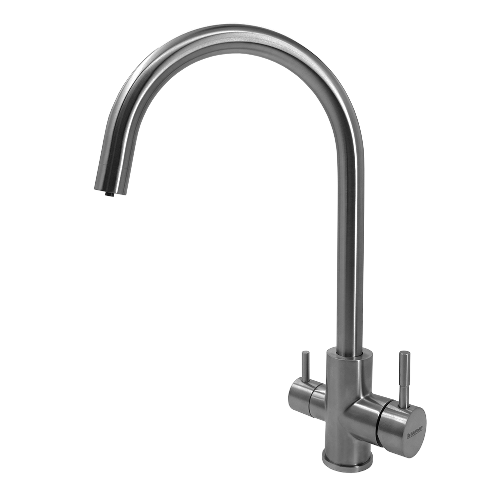 Смеситель для кухни с краном для питьевой воды Барьер SAFE-02SN Сатиновый никель