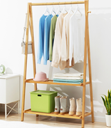 Вешалка-рейл с 2 полками из бамбука "Монблан" 105*40*160см