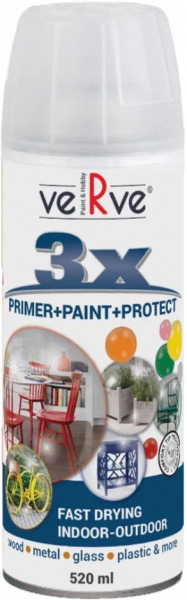 Универсальный защитный лак VERVE 3X (цвет: прозрачный, глянцевый), спрей 520мл (6)