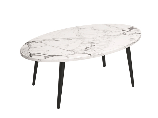 Стол журнальный (МДФ Монте белый/МЕТАЛЛ Черный Муар (0154/0009))