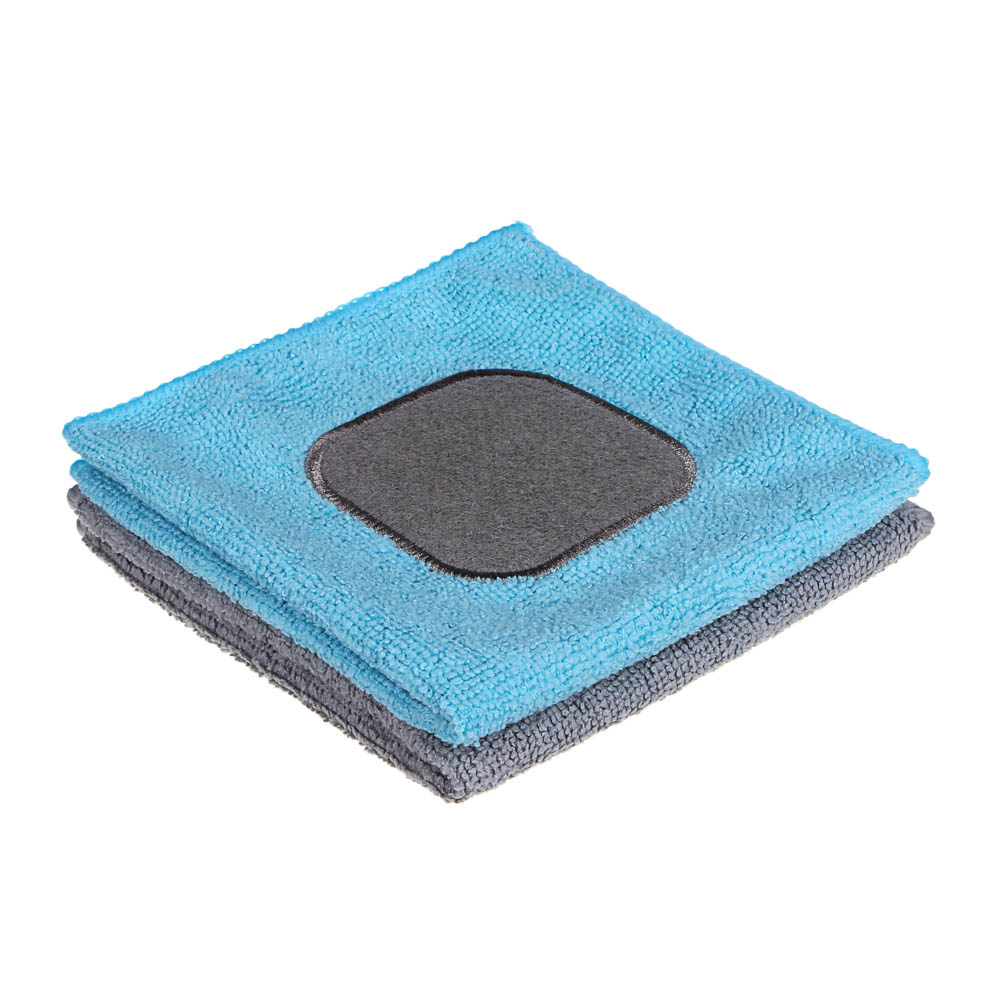 VETTA Салфетка из микрофибры универсальная, с абразивной вставкой, 30х30см, 220г/кв.м., 2 цвета (1)