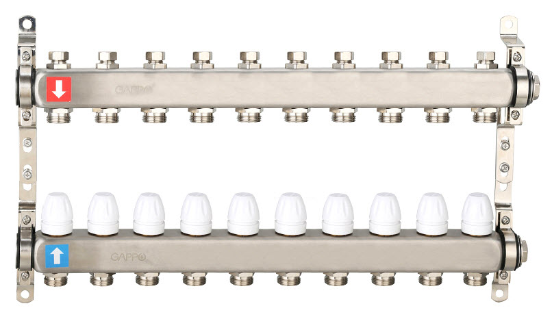 Коллектор Нерж с клапан, 10 вых GAPPO (1)(__)