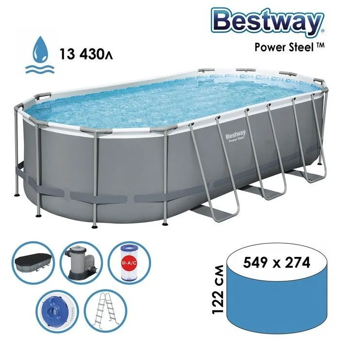 Бассейн каркасный  Power Steel Swim Vista 549 х 274 х 122, фильтр-насос, лестница, тент