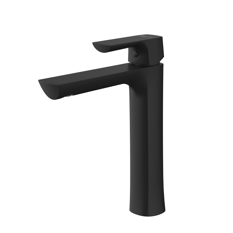 Смеситель для умывальника высокий, монолитный, черный "URSUS" (_8_)