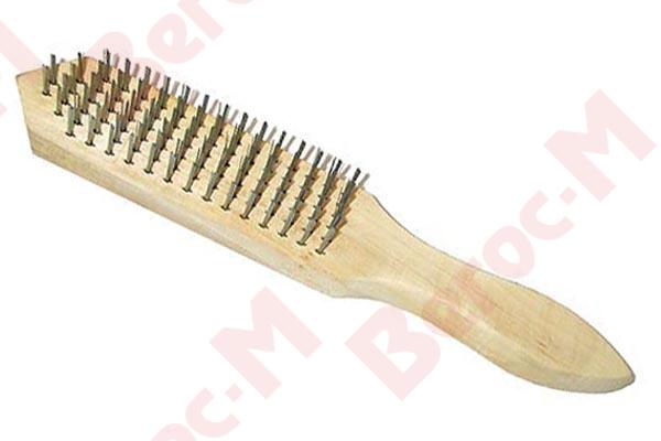 Щетка из стальной проволоки 6-рядная, деревянный корпус (12)