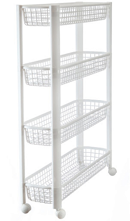 Полка узкая "Евро" 4-х секц. на колесах Белый (3) М2719