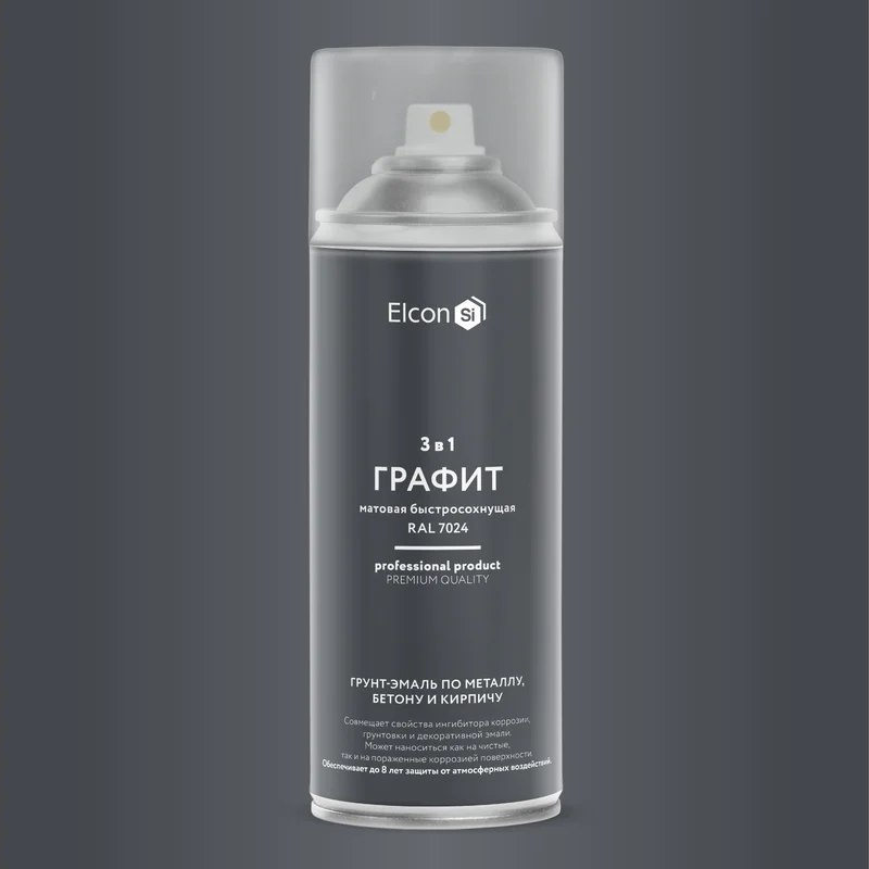 Грунт-эмаль по ржавчине Elcon 3 в 1 матовая графит 520 мл аэрозоль (12)