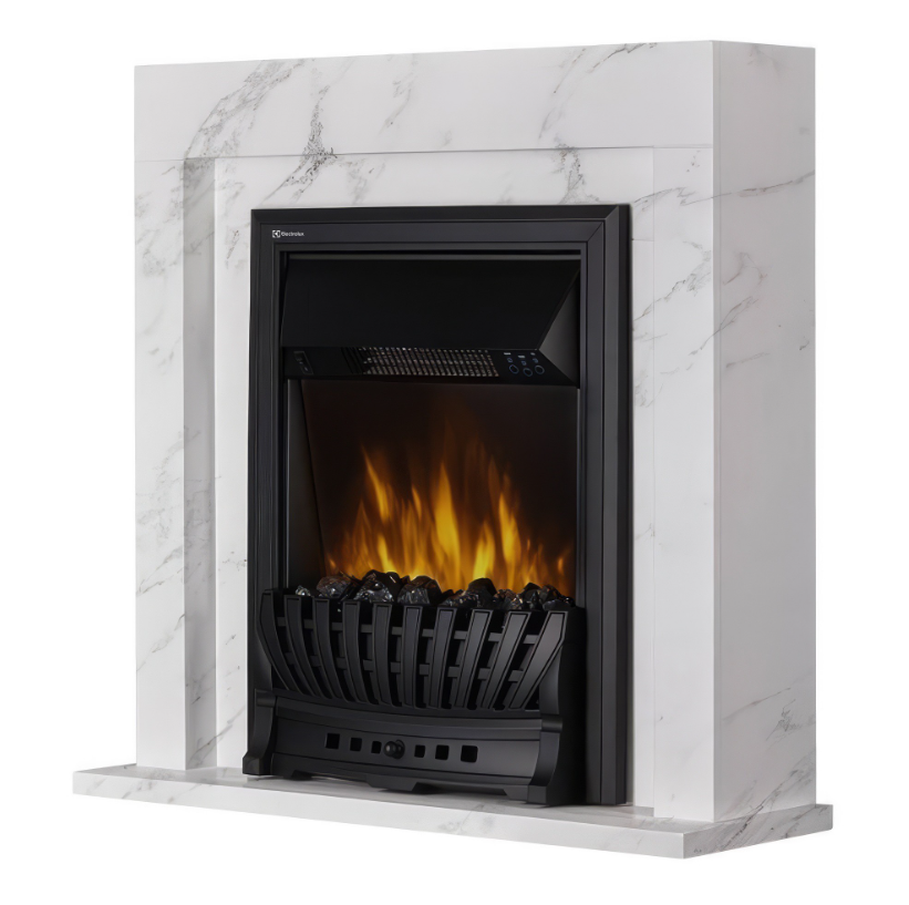 Каминокомплект:Очаг Electrolux EFP/P-1020LS, портал Simple Classic белый мрамор