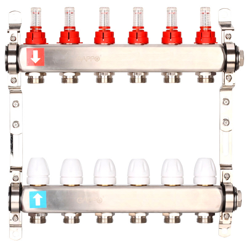 Коллектор регулируемый с расходомерами Нерж 6вых GAPPO (1)