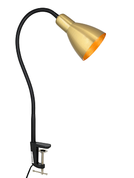 Светильник настольный на струбцине ARTSTYLE, металлический, Е27, 60Вт, латунь