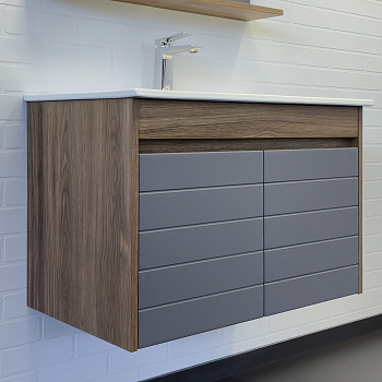 Тумба Кемер-75 антрацит/дуб тёмн-корич + ум. Comforty 75E (1)